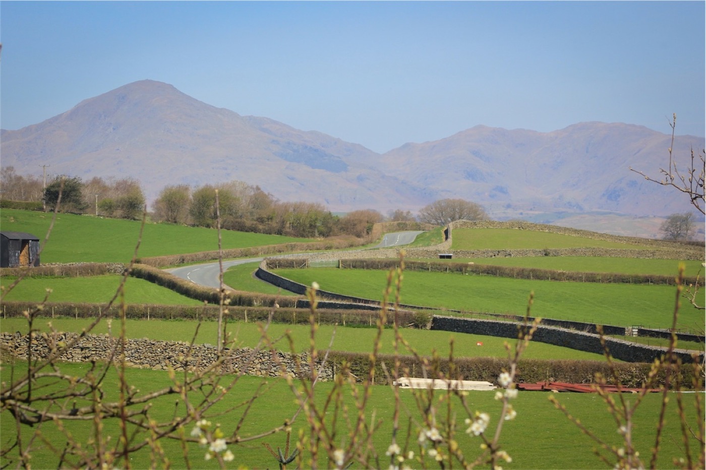 The fells above Lowick — the Coniston Old Man in the distance
